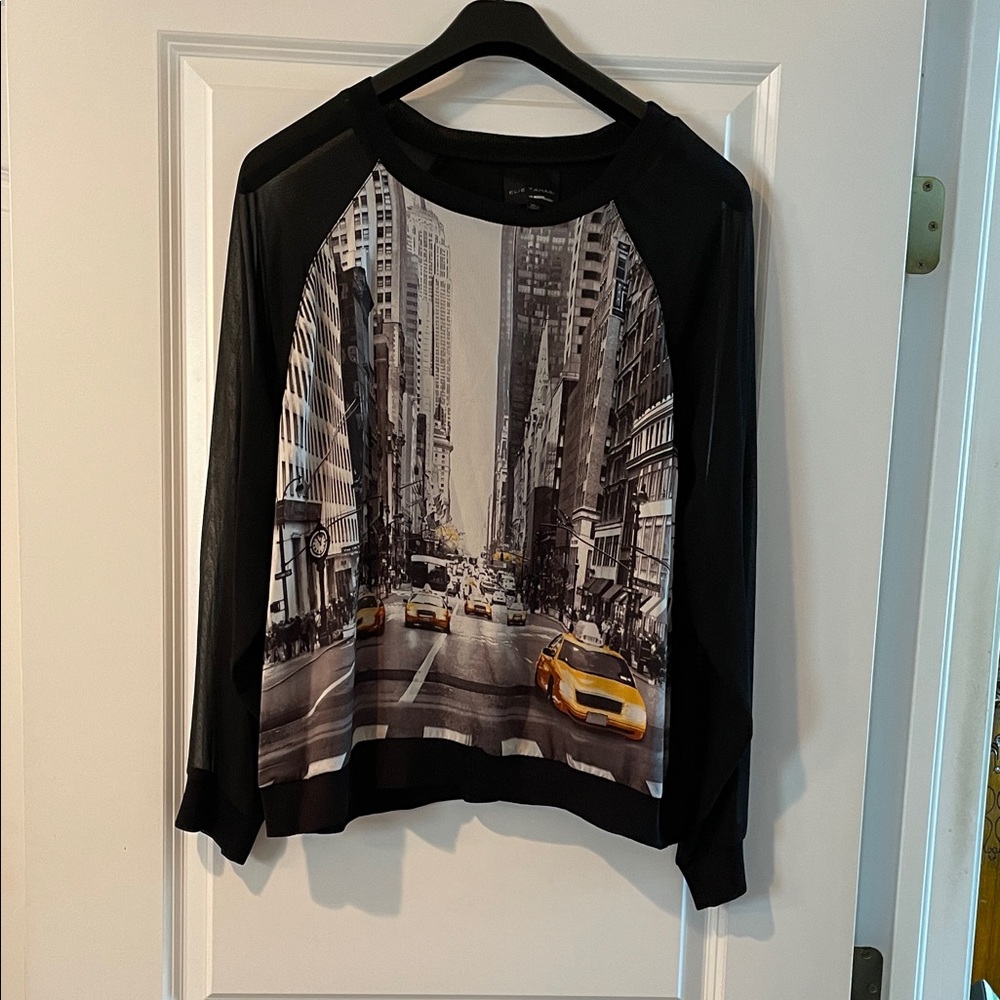 Elie Tahari Black Long Sleeve Top